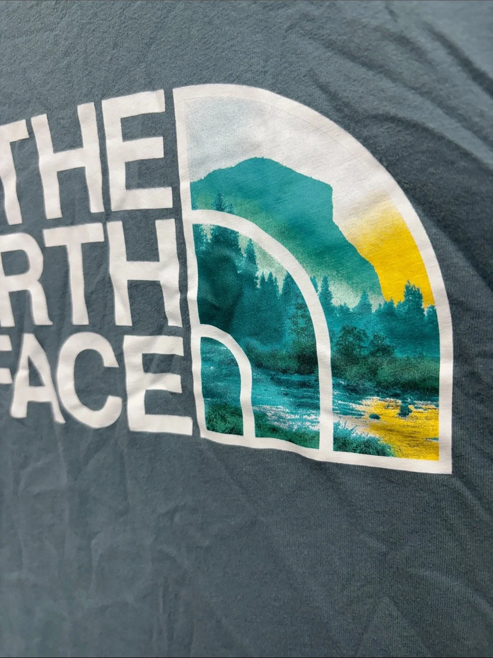 The North Face Men’s Graphic Crew Tee in Slate Blue with Multicolor Logo